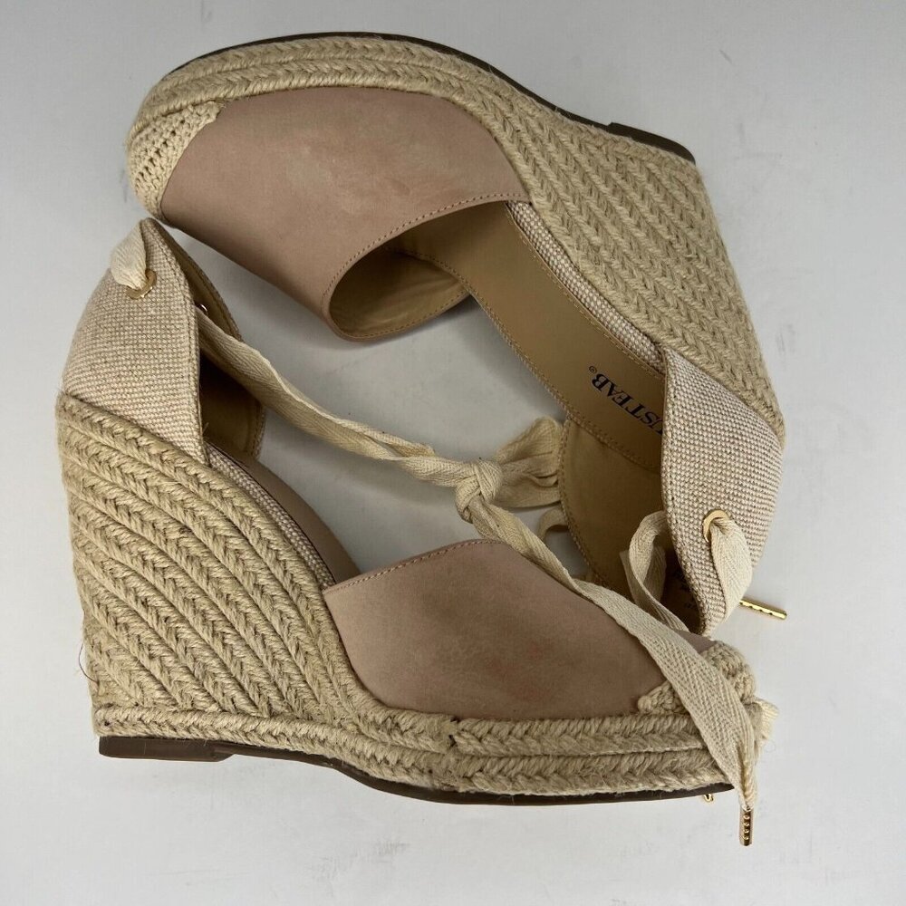 Justfab Womens Lauren Taupe Espadrille Closed Toe Lace Up Wrap Size 10 Sandals - Picture 7 of 9